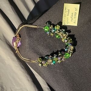 20" ali khan new york green glass beaded necklace